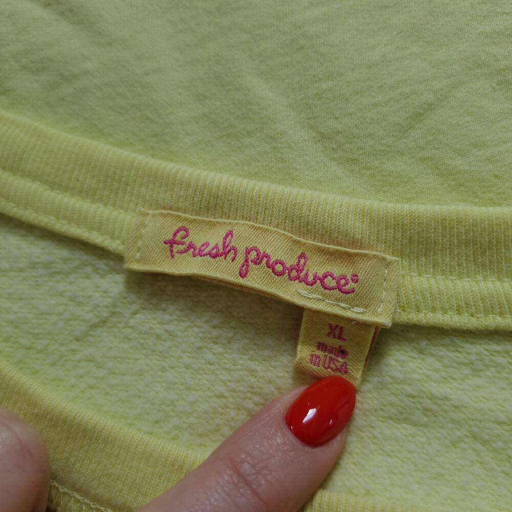 Fresh Produce Sweatshirt Womens XL Yellow Flip Flop Graphic Pullover Made USA - Picture 4 of 9
